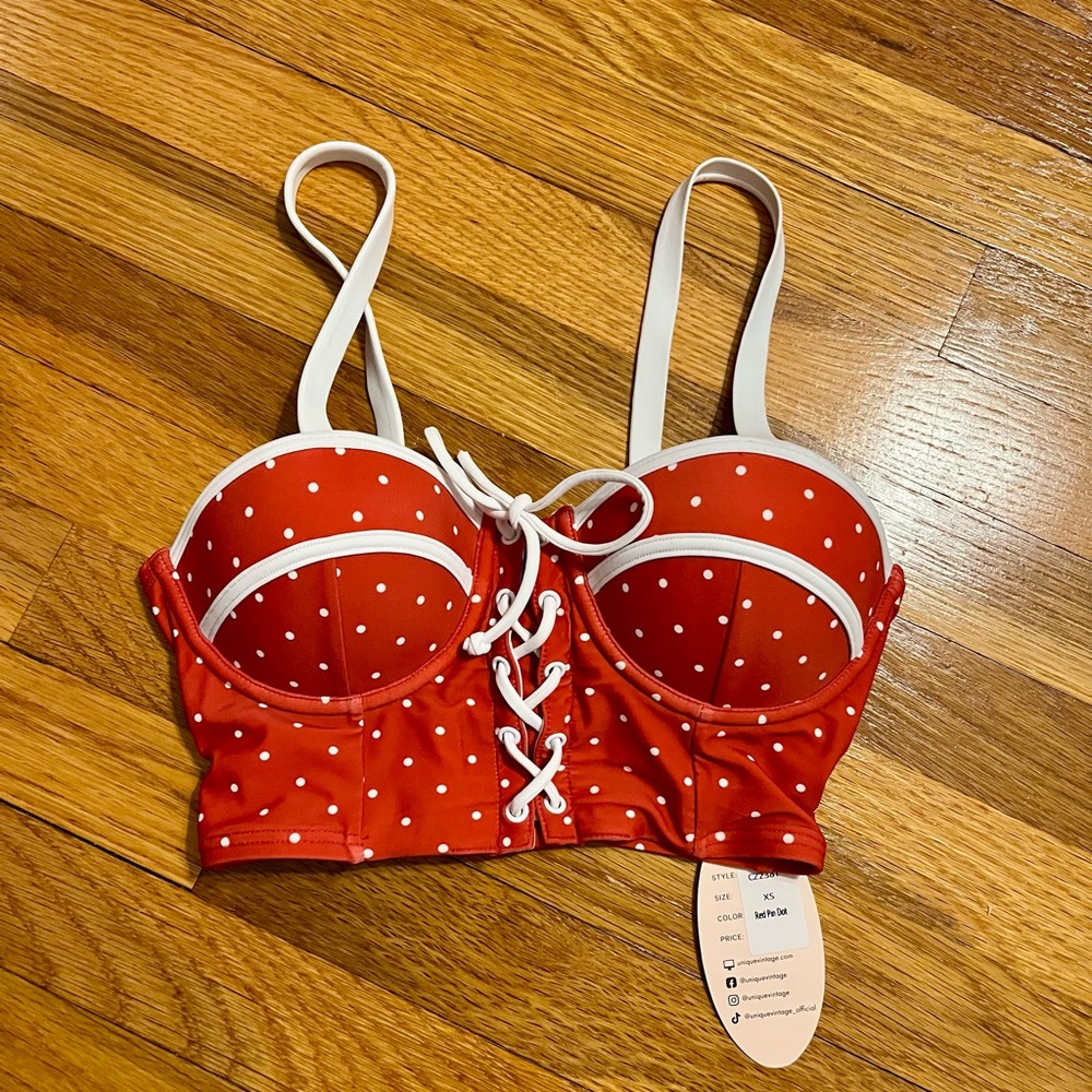 Unique Vintage red pinup swim top